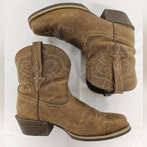 Justin Gypsy Chellie Leather Square Toe Western Cowgirl Boots in Tan Sz 10.5